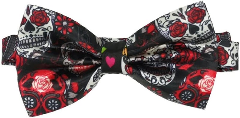 BBTDIN BHWH08 Blood Red & White Halloween Bow Ties for Men - Image 2